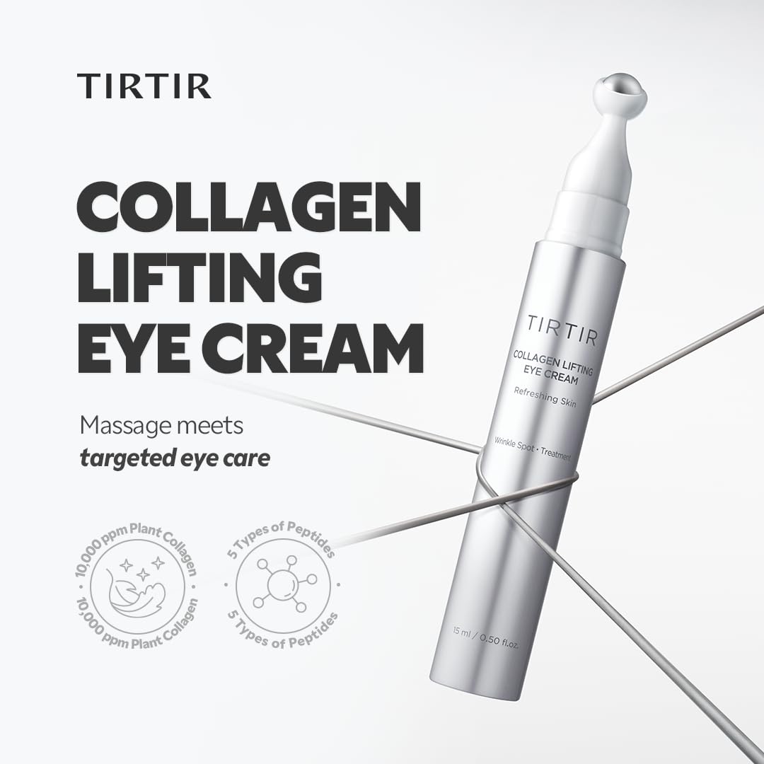 TIRTIR Collagen Lifting Eye Cream - Roller Applicator, Wrinkle Spot Treatment, Revitalizing