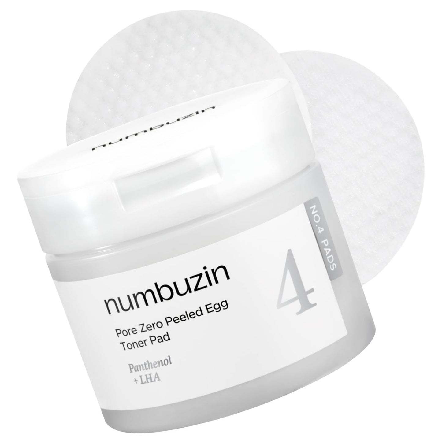 numbuzin No.4 Toner Pads | Pore Zero Peeled Egg Toner Pad | Gentle Exfoliator, PHA, LHA, Makeup