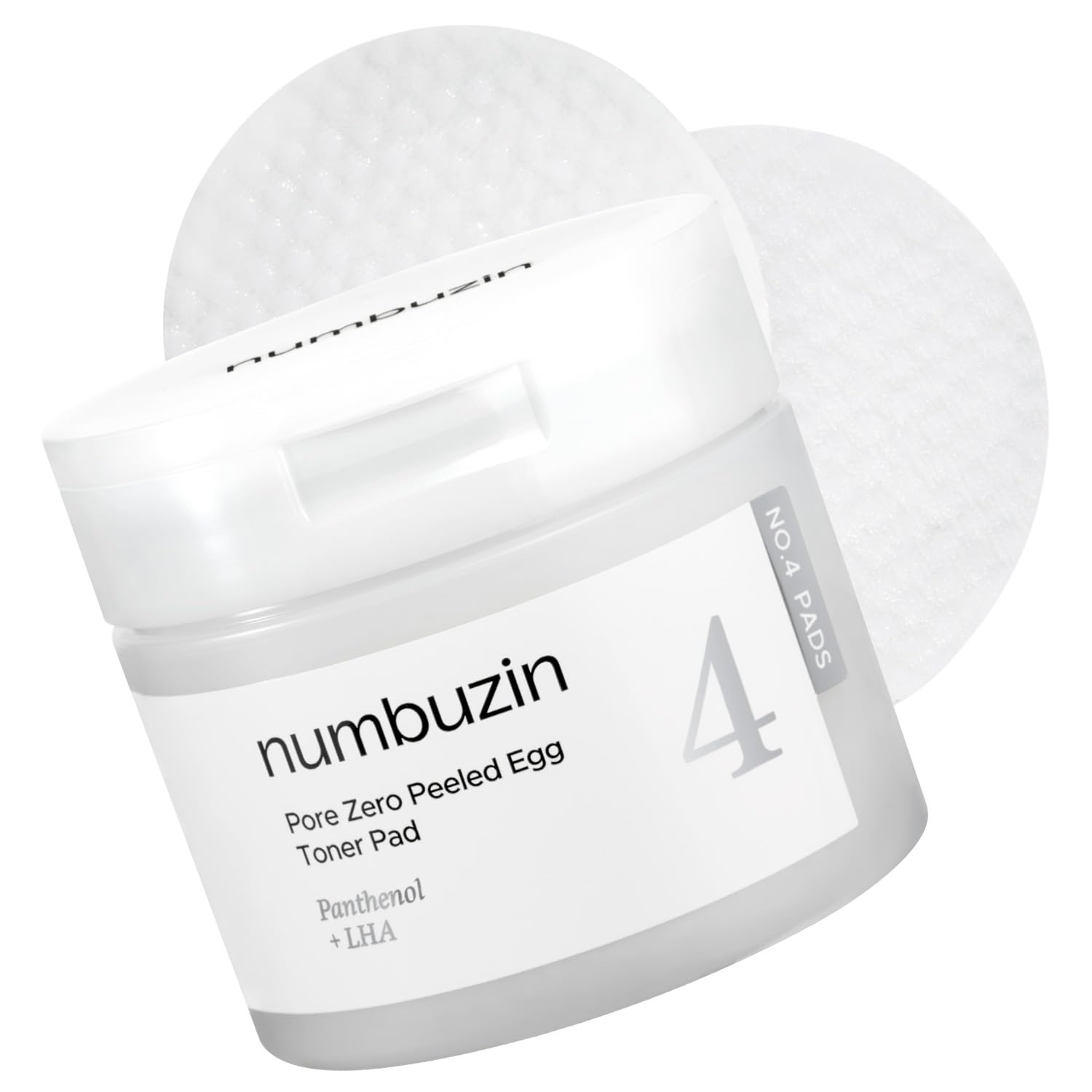 numbuzin No.4 Toner Pads | Pore Zero Peeled Egg Toner Pad | Gentle Exfoliator, PHA, LHA, Makeup