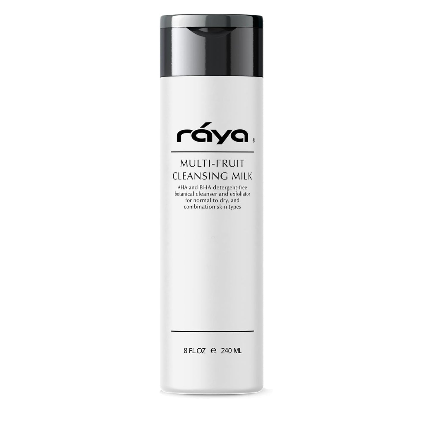 Raya Multi-Fruit Facial Cleansing Milk with AHA and BHA 8 oz (G-154) | Exfoliating Soap-Free Cleanser and Make-Up Remover for Dry and Combo Skin | Made with Multi-Fruit Alpha and Beta Hydroxy Acids