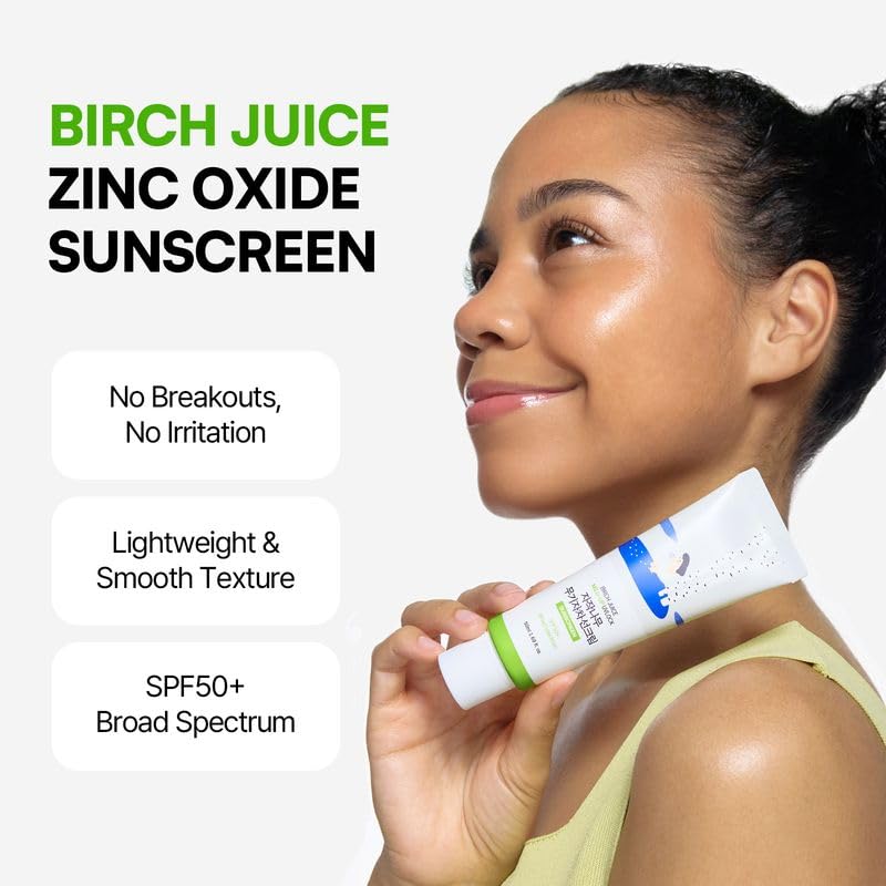 ROUND LAB Birch Juice Mild-up UV LOCK SPF 50+, Zinc Oxide Sunscreen, broad spectrum, lightweight