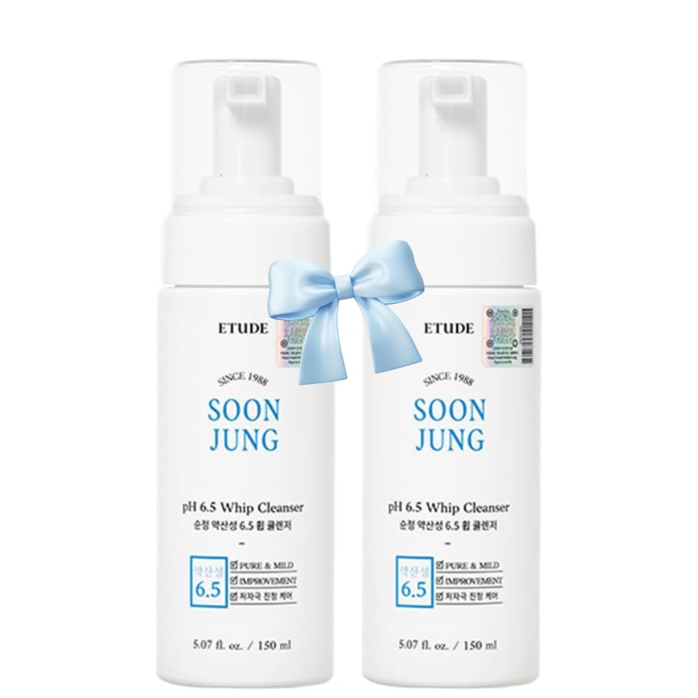 ETUDE SoonJung pH 6.5 Whip Cleanser Duo Set| Mild Micro Foaming Face Wash for Sensitive Skin