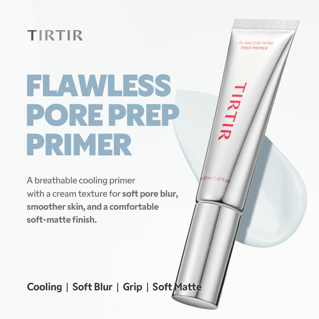 TIRTIR Flawless Pore Prep Primer | Pore Blurring Cooling K-Beauty Primer, Skincare-Infused, Smooth