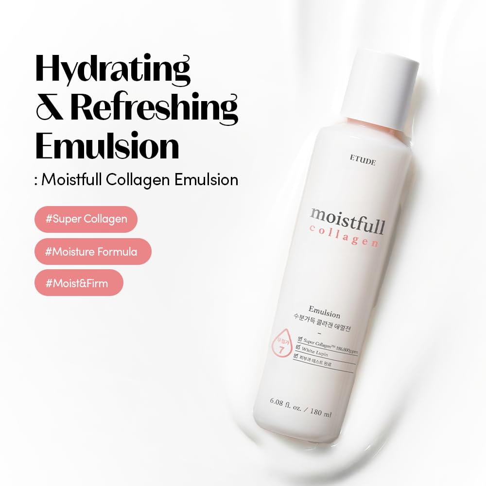ETUDE Moistfull Collagen Skin Care Set, Perfect for Gift, Facial Emulsion and Toner, Face