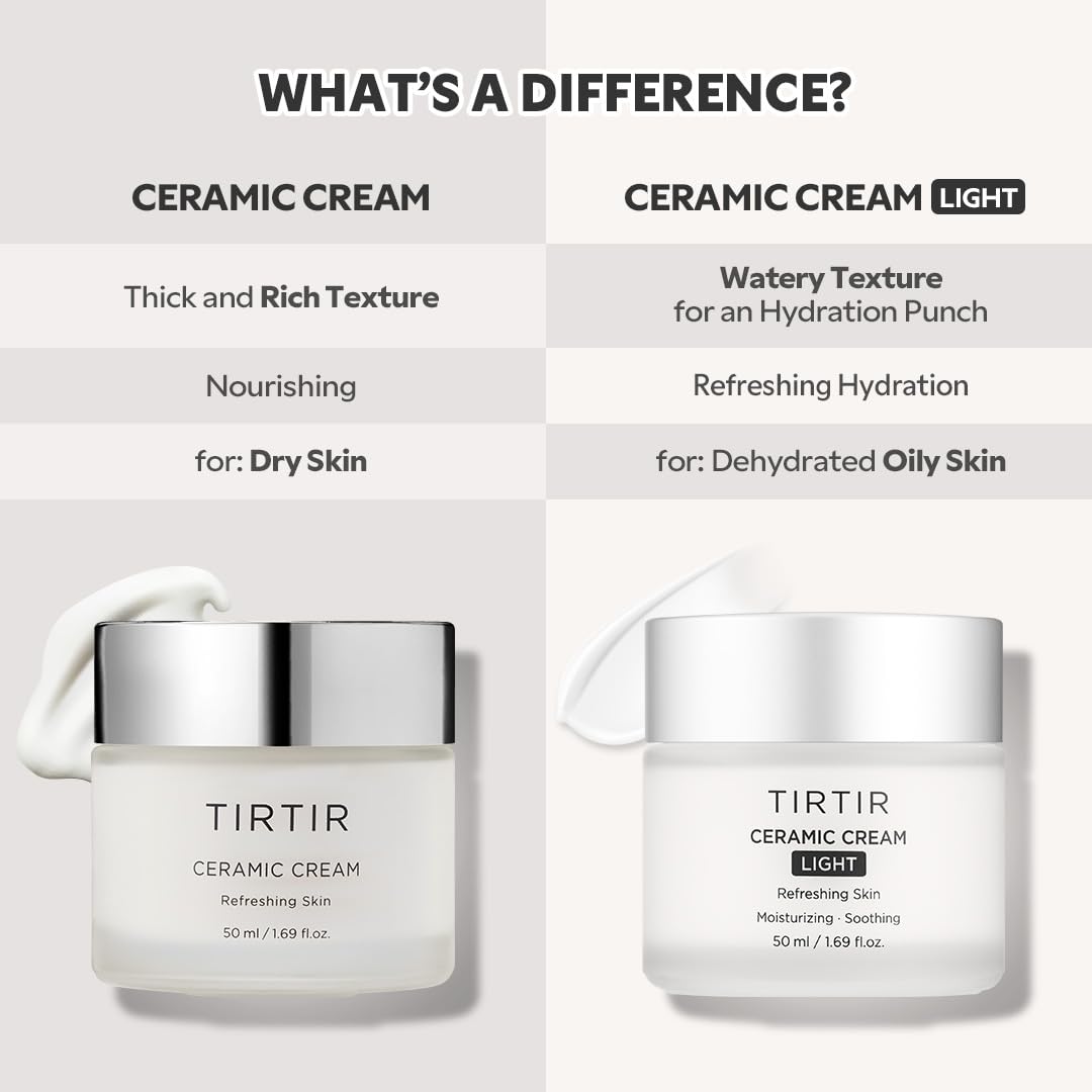 TIRTIR Ceramic Cream Light | Deep moisturizer for Glass Skin, Polyglutamic acid, Centella Asiatica