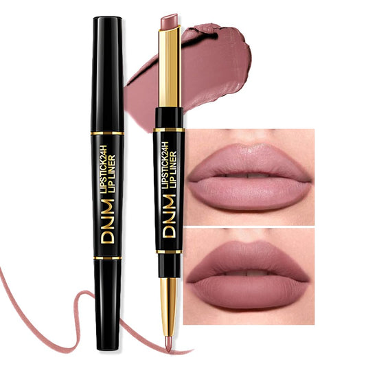 Kaely 2-in-1 Light Nude Beige Matte Lip Liner & Lipstick Combo Set Kit for Women, Magic Neutral Lipstick 24 Hours Original Lips Liner Pencil Stain Makeup Long Lasting Waterproof 23