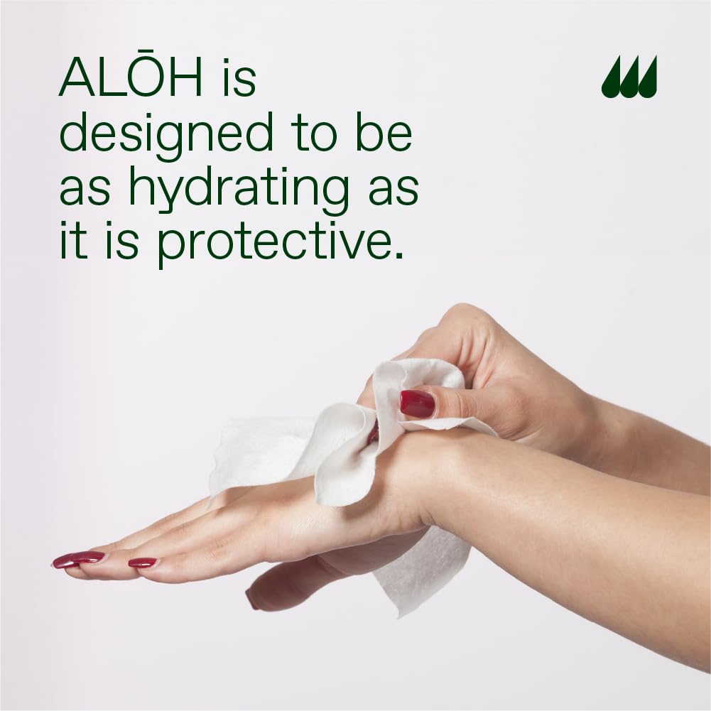 ALŌH Lavender Rosewood + Aloe Sanitizing Hand Wipes - Clean Hands, Clear Minds - On The Go Sanitizing Hand Wipes for Kids and Adults - Travel Size 3 Pack, 20ct Wipes (60 wipes)