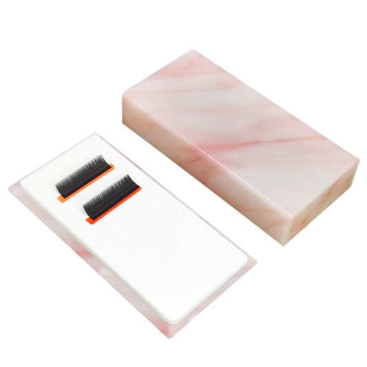 Eyelash Grafting Pallet with Cover, Dust-proof Acrylic Lash Tile holder, Eyelash Extensions Storage Gasket Pads for Beauty Artist Salon Beginners (Marble Pink)