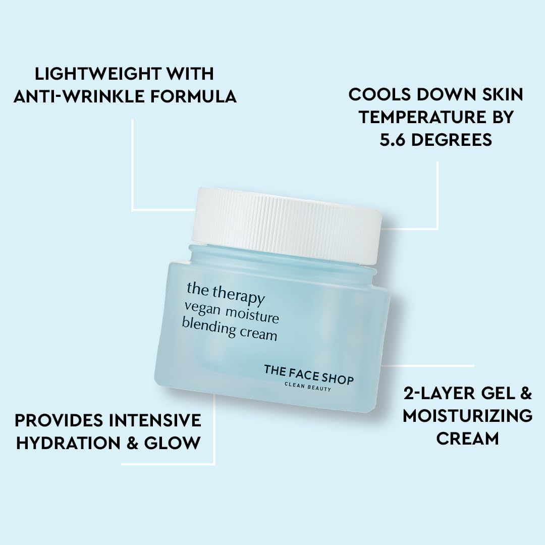 The Face Shop The Therapy Vegan Moisture Blending Cream | Vegan Moisturizer | Cooling | Hydrating |