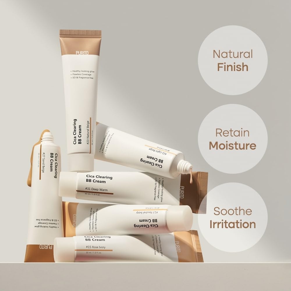 PURITO Cica Clearing BB Cream #13 Neutral Ivory 1 fl.oz / 30ml, Vegan bb cream, foundation, cruelty