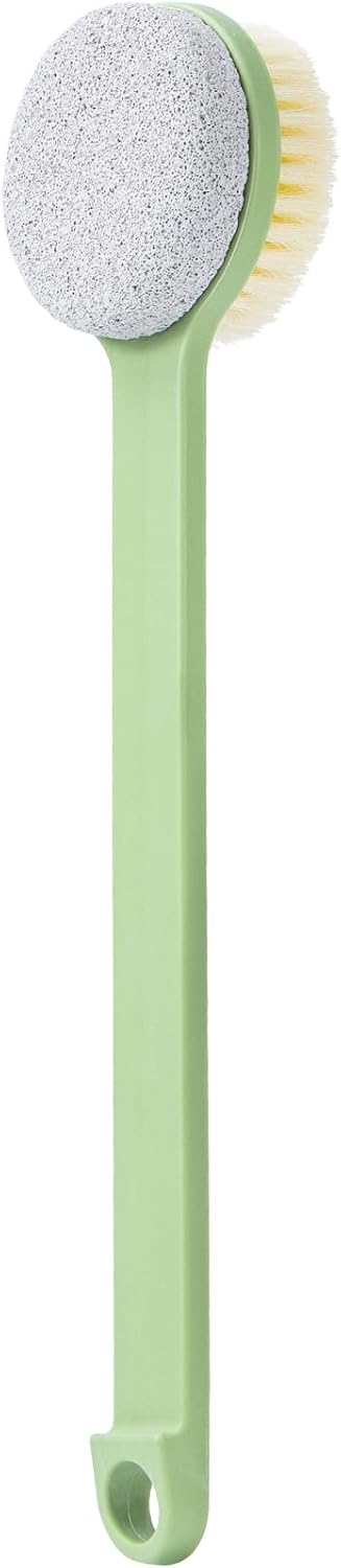 Pumice Stone for Feet with Long Handle (Double-Faced Straight Green Handle, Count, 1.0)
