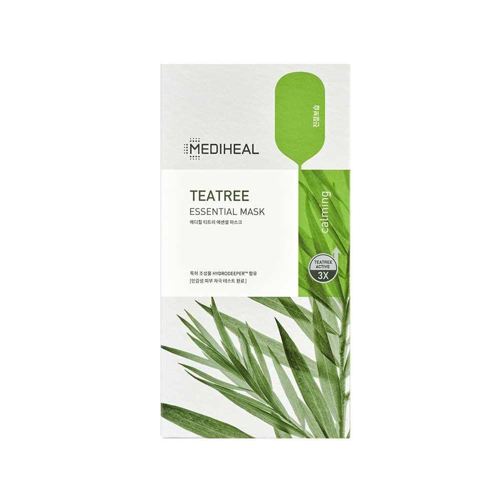 Mediheal Best Korean Sheet Mask - Tea Tree Essential Face Mask 10 Sheets For All Skin Types Korean