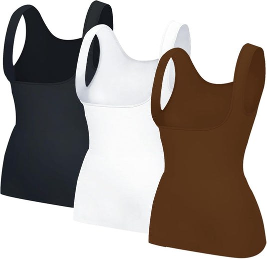 EUYZOU Women's Underbust Shapewear Tank Tops - Seamless Tummy Control Compression Camisole Tops Slimming Tank