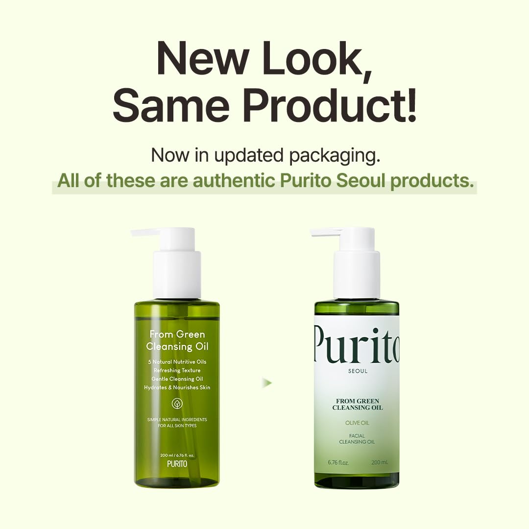 PURITO From Green Cleansing Oil 6.76 fl.oz / 200ml Gentle Facial Cleanser, Cruelty-free & Vegan
