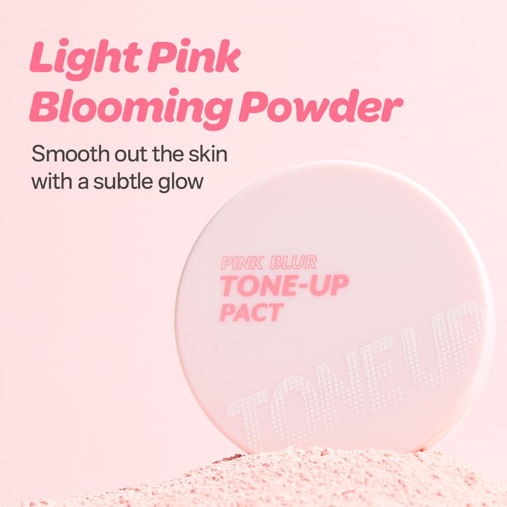 I'M MEME Compact - Tone-up Pact | Korean Pressed Setting Powder for Pink Blur Effect, with Calamine, Makeup Powder Foundation, Translucent Compact, Finishing Powder, Oil Control Face Powder, 0.35 Oz
