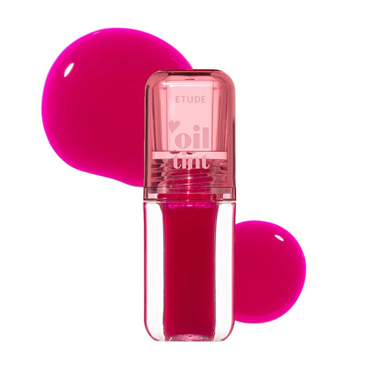 ETUDE Dear Darling Oil Tint #3 Neon Pink 4.2g | High Moisturizing and Strong Hydrating Lip Oil/Lip