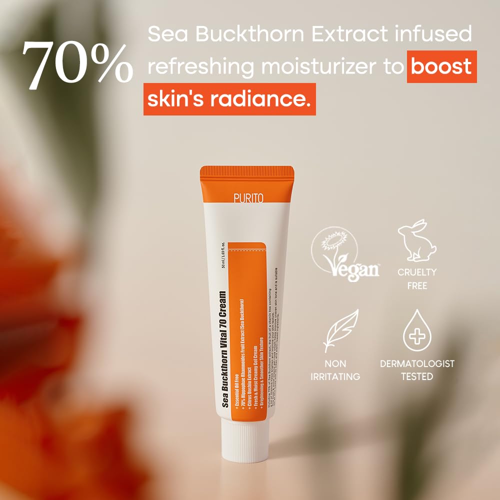 PURITO Sea Buckthorn 70 Cream | Face Cream For Vitalizing Skin Glow