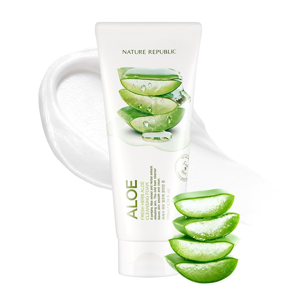 Nature Republic Fresh Herb Aloe Cleansing Foam | Hydration & Moisturizing daily Makeup Remover