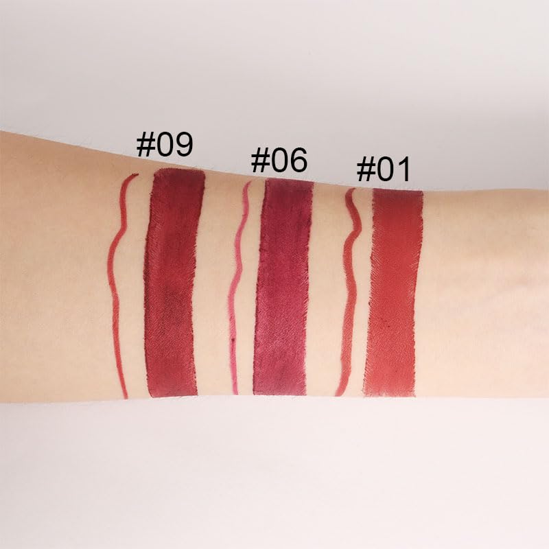 evpct 1Pcs Dark Plum Wine Red Lip Liner and Lipstick Set Kit for Women Matte Lips Kit with Lip Liner Lip Stains Long Lasting Waterproof 24 Hour Lipstick and Lip Liners Combo Lipliners Pencil 06#