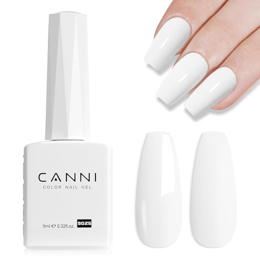 CANNI White Gel Polish – 1 Pc Pure White, High Gloss UV/LED Soak-Off Gel Nail Polish for French