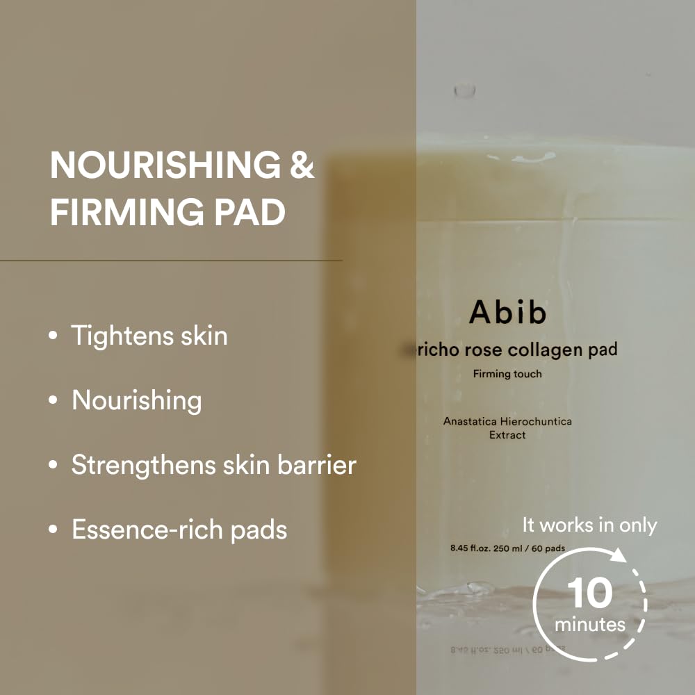 Abib Jericho Rose Non-animal Collagen Pad Firming Touch 60pads 8.45 fl.oz. | Korean Anti-aging
