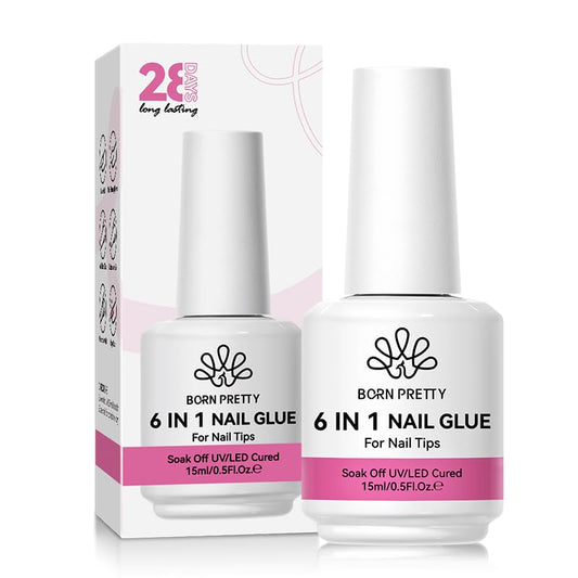 Born Pretty Nail Glue for Tips, 6 in 1 Gel Nail Gel Extension Gel,Blooming Gel,Base Gel Top