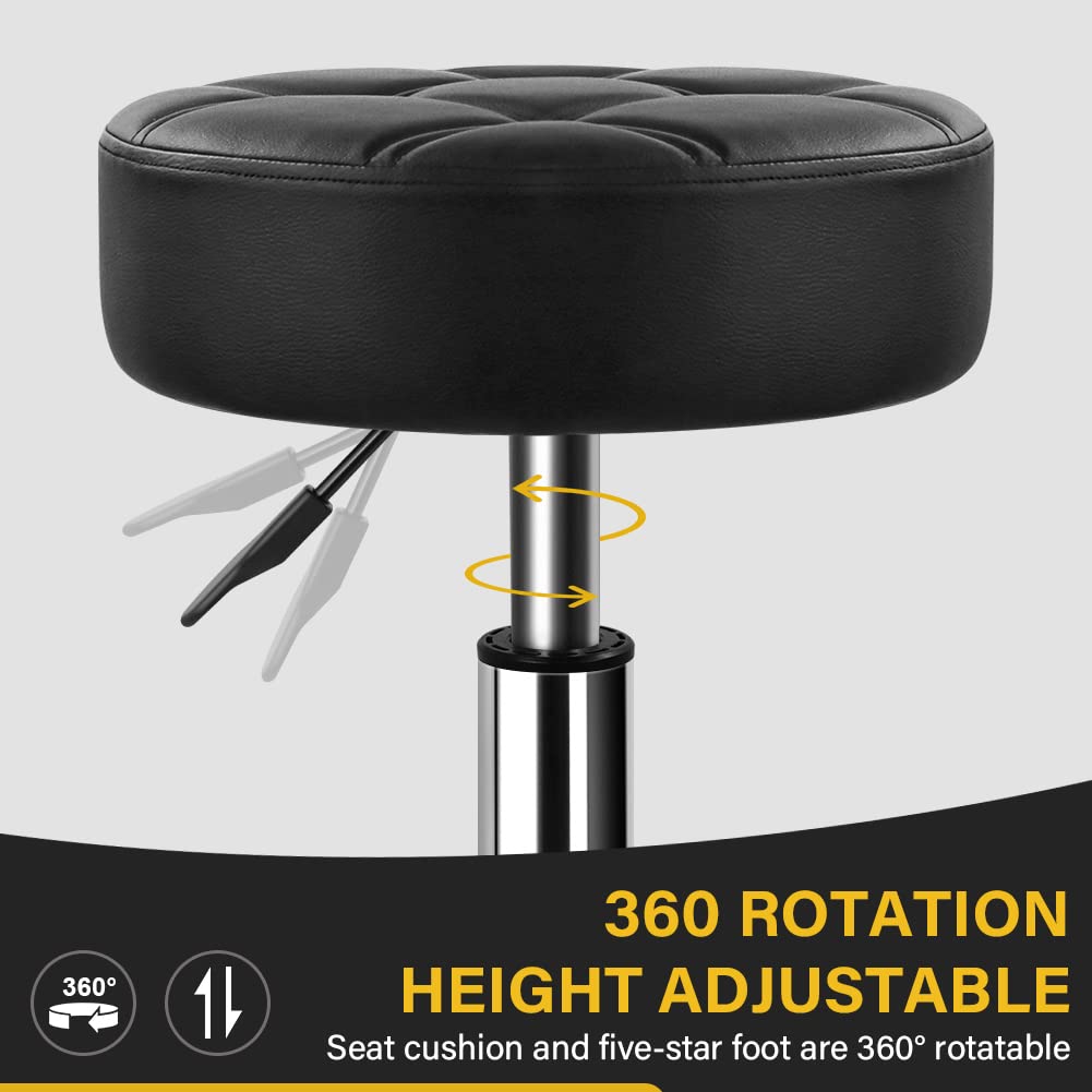 WKWKER Heavy Duty Rolling Stool with Wheels Hydraulic Swivel Adjustable Rolling Stool Ergonomic