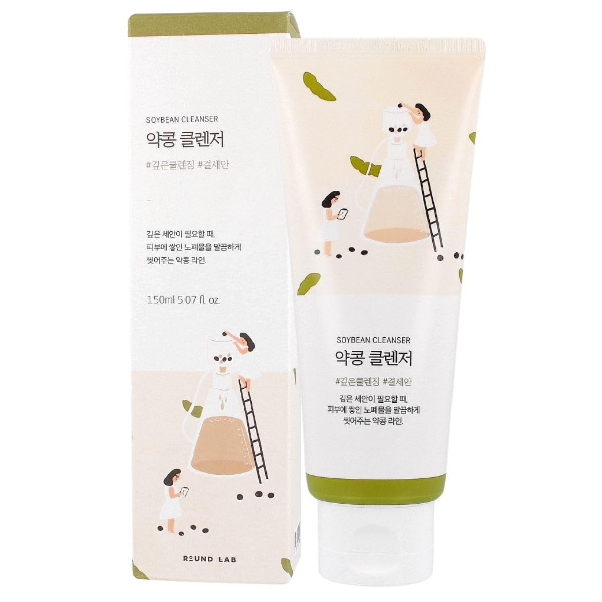 ROUND LAB Soybean Nourishing Cleanser | Scrub foam cleanser, Gentle exfoliation, Remove blackheads