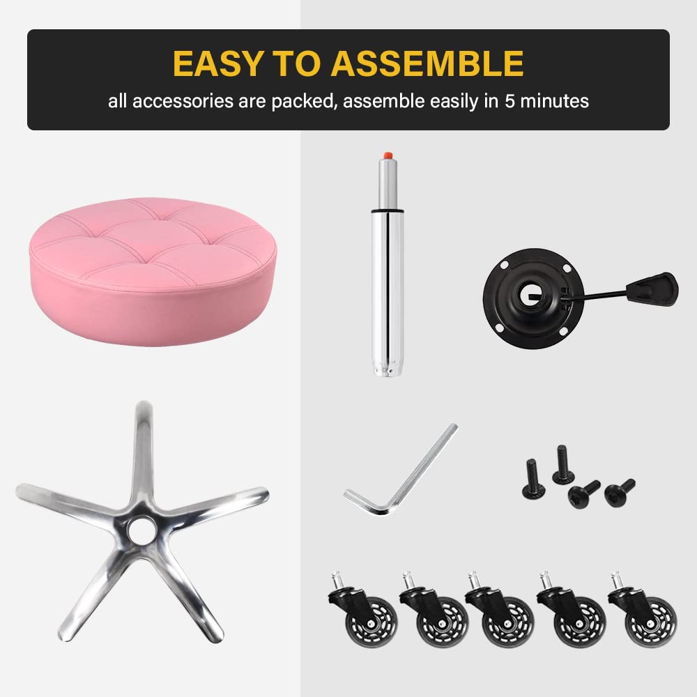 WKWKER Heavy Duty Rolling Stool with Wheels Hydraulic Swivel Adjustable Rolling Stool Ergonomic