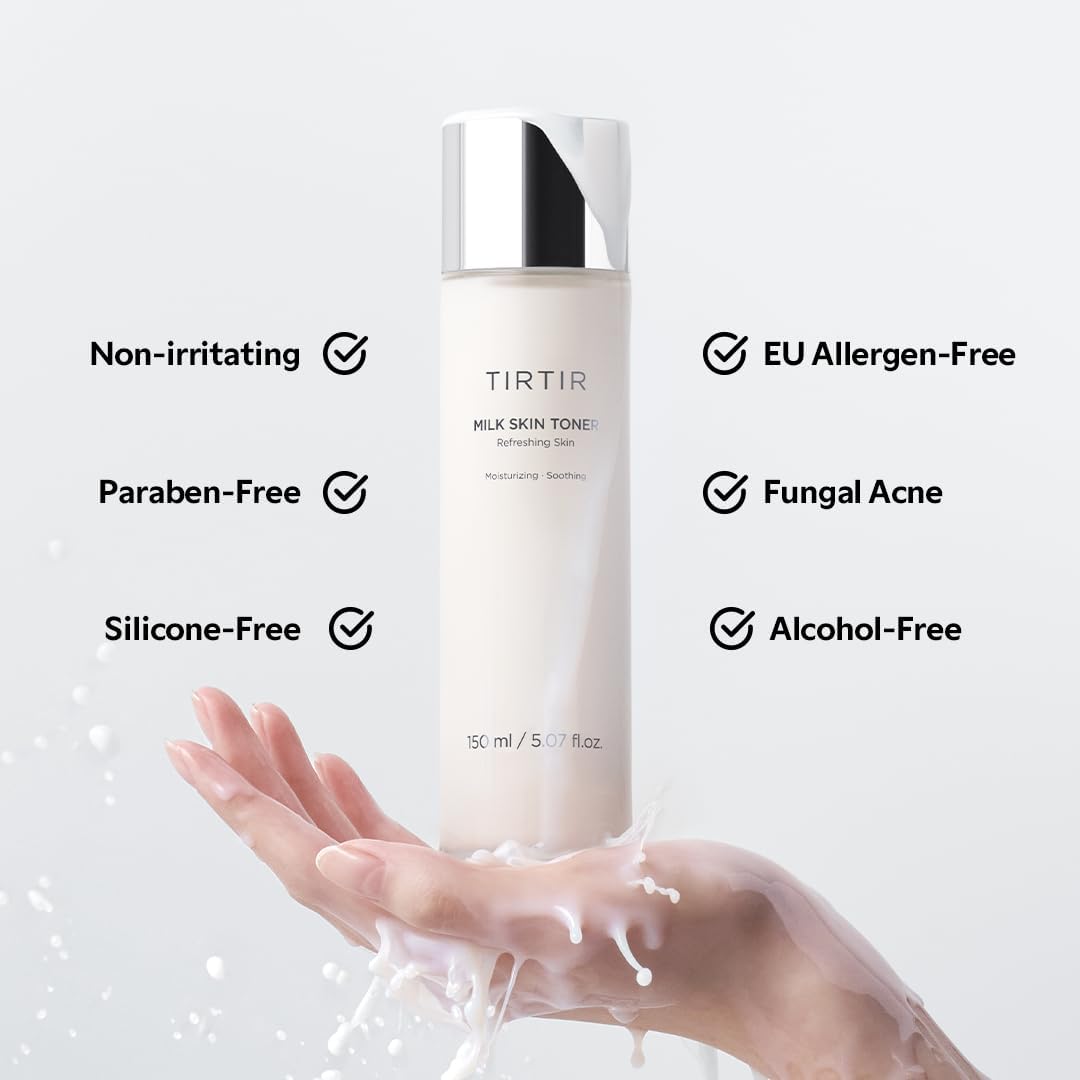 TIRTIR Milk Skin Rice Toner | Deep Moisturizing, Hydrating Toner for face, Niacinamide, Ceramide, Rice Bran Extract, Nature-Oriented Ingredients for Korean Skin Care, Vegan, 1.69 Fl Oz