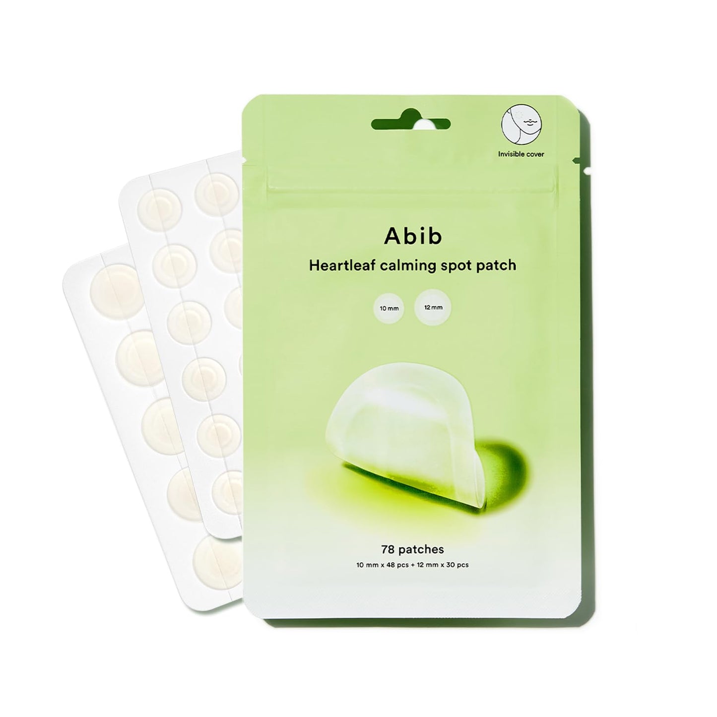 Abib Heartleaf Calming Spot Patch 2 Sizes 78 Patches, Waterproof Pimple Patches for Face