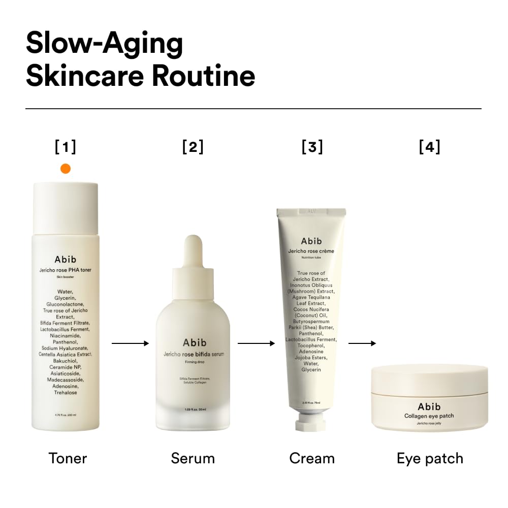 Abib Jericho Rose PHA Toner Skin Booster 6.76 fl oz, Korean Skin Exfoliating Toner for Firming &