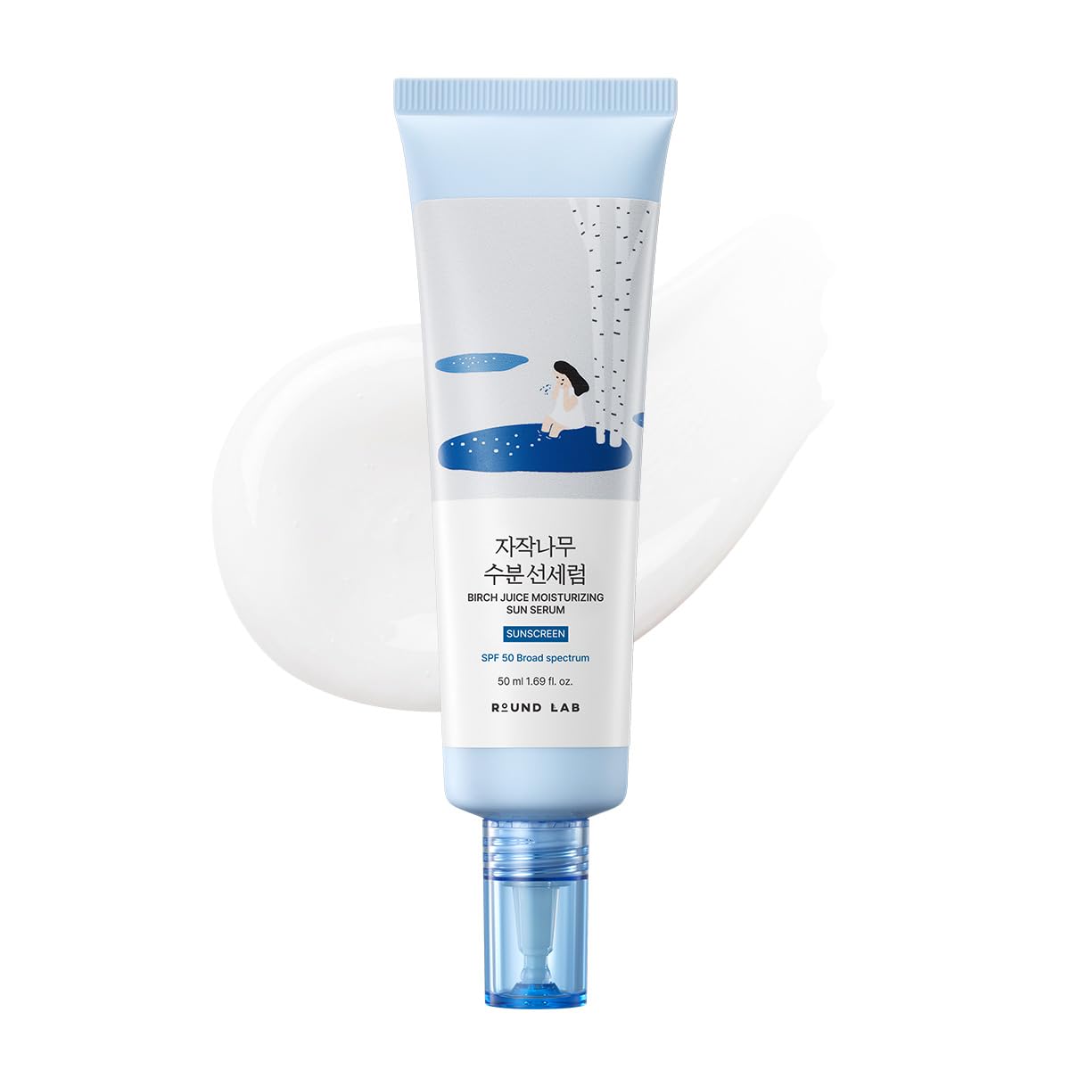 ROUND LAB Birch Juice Moisturizing Sun Serum SPF 50, 1.69 Fl Oz