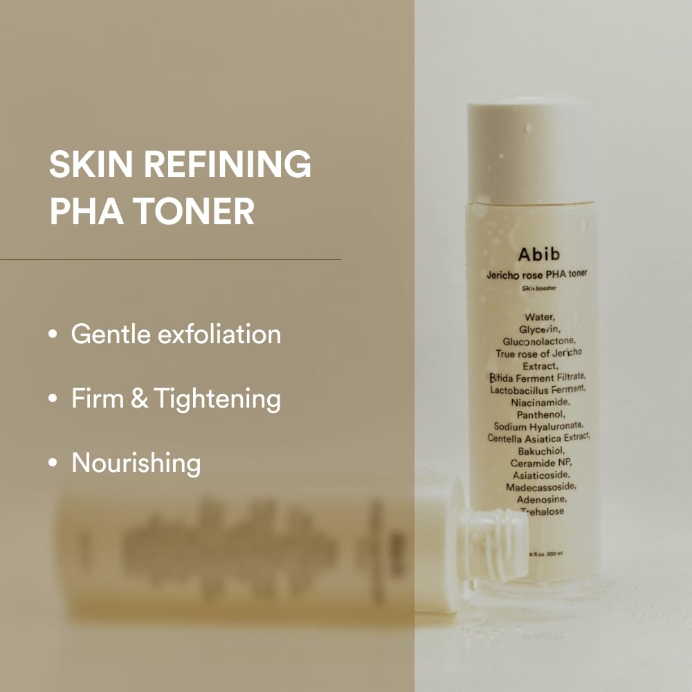 Abib Jericho Rose PHA Toner Skin Booster 6.76 fl oz, Korean Skin Exfoliating Toner for Firming &