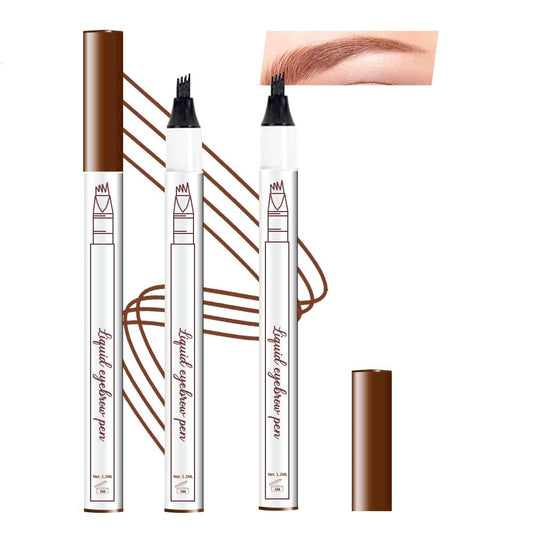 2 Pcs/Set Eyebrow Ink Pencil by Brow Stylist -Micro 4 Point Brow Pen Lift & Snatch Eyebrow Pen Kits with 3 Eyebrow Stencil Long-Lasting Waterproof Natural Eyebrow Hair (2# brown)