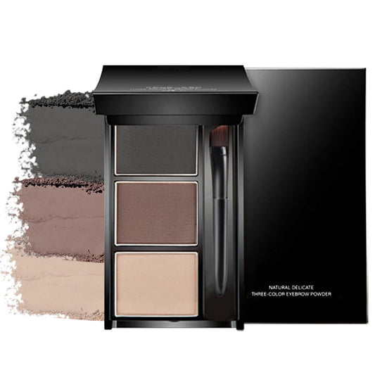 Eyebrow Powder Brown Black Kit,Eye Brow Powder for Women with Brow Brush,Long-Lasting Waterproof Three Colors Brow Filler Get Full Defined Natural Brows,Brown Eyebrow Powder Makeup