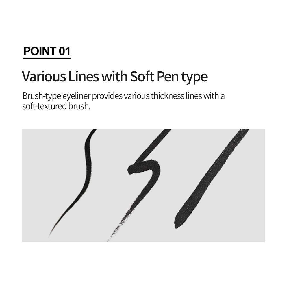 ETUDE Drawing Show Brush Liquid Eyeliner, Brown, Waterproof