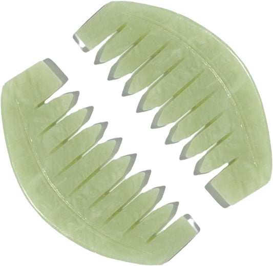 BoAn Natural Jade Head Massager, 2 Pcs Multi-Functional Massager for Head Caring and Acupoint Treatment, Guasha Scraping Scalp Comb