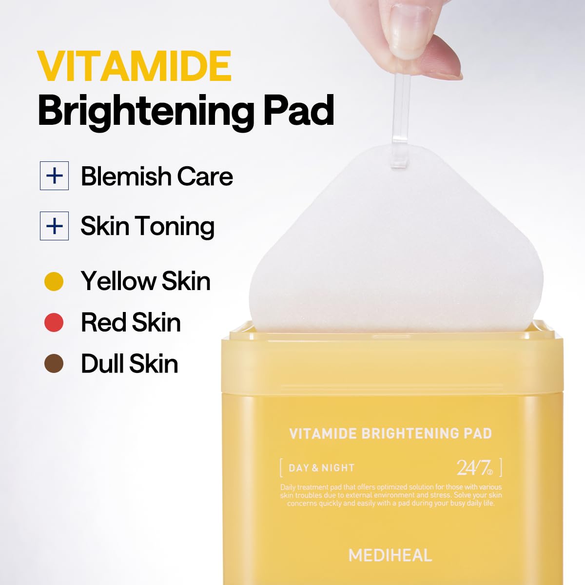 MEDIHEAL Vitamide Brightening Toner Pads for Skin Toning (100 Count)