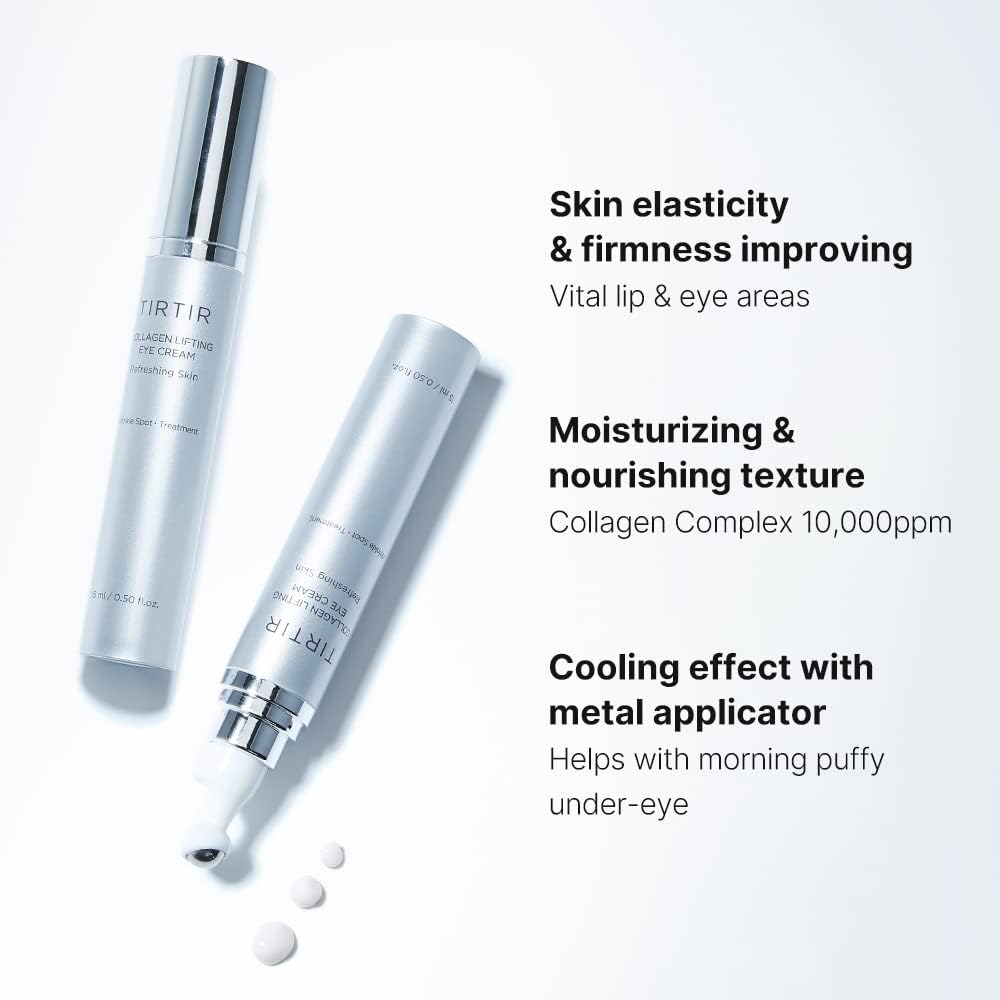 TIRTIR Collagen Lifting Eye Cream - Roller Applicator, Wrinkle Spot Treatment, Revitalizing