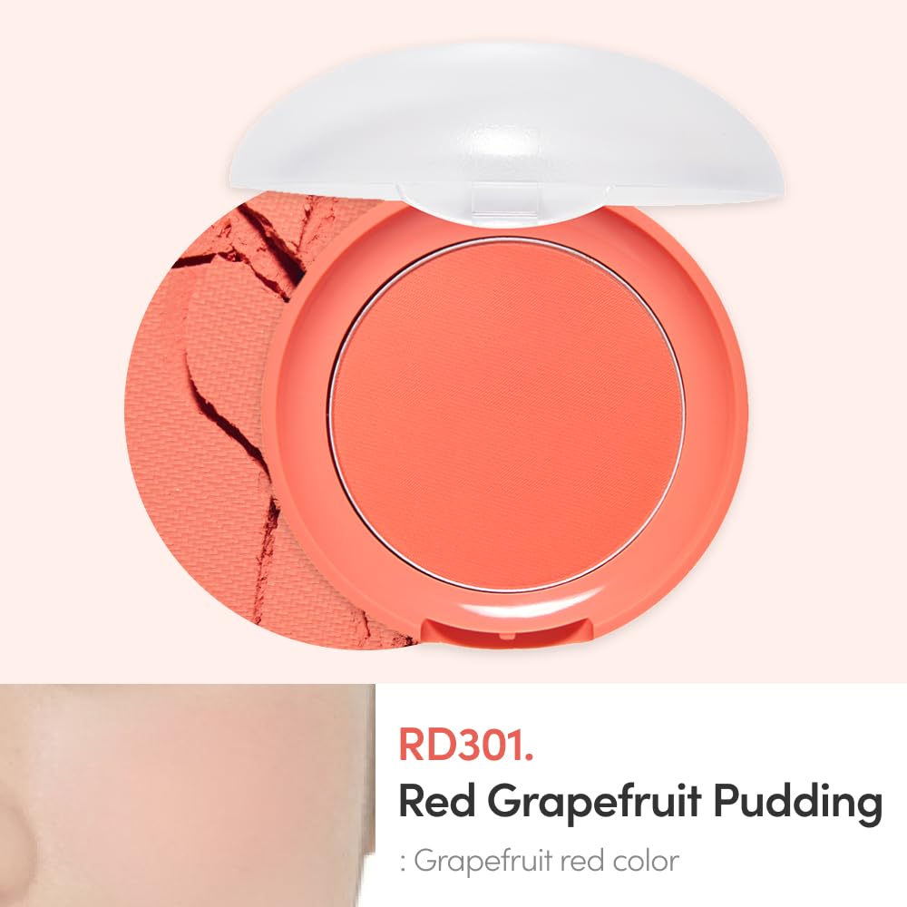 ETUDE Lovely Cookie Blusher - Red Grapefruit Pudding 4g | Glowing & Natural Powder Blush with