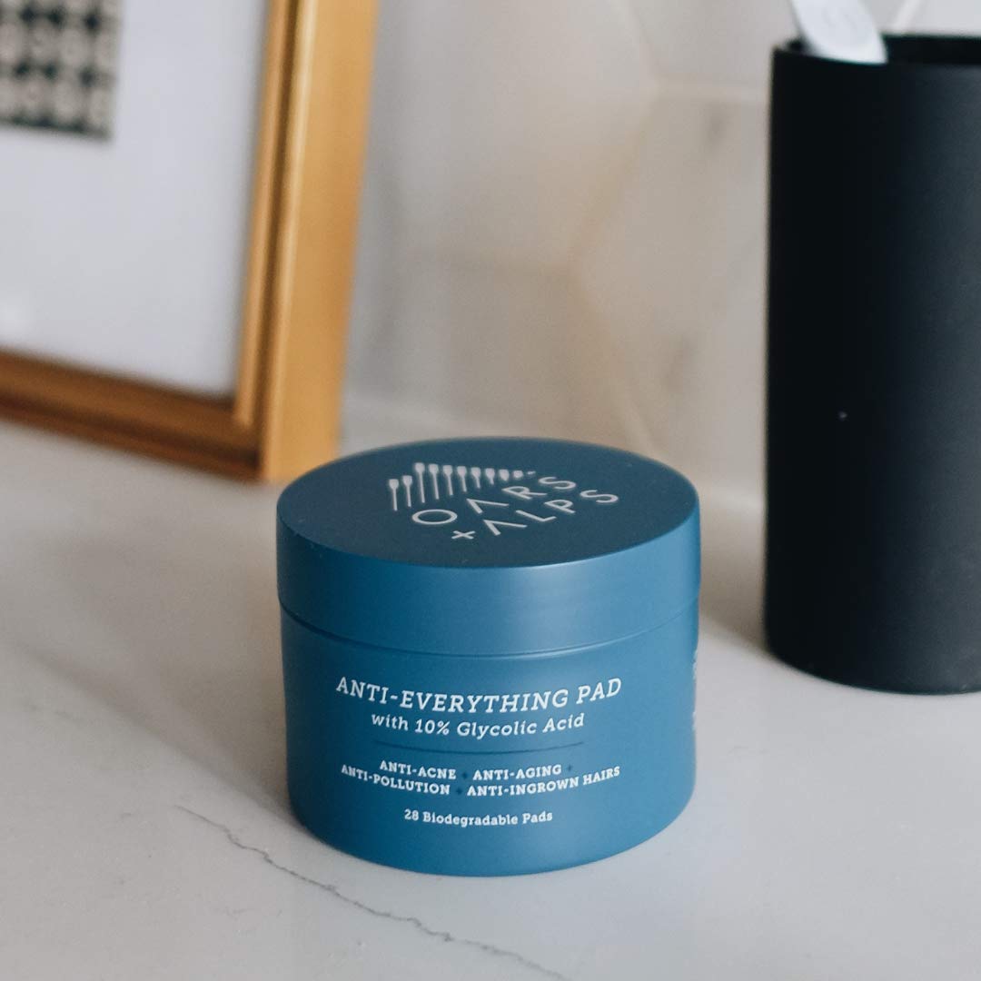 Oars + Alps Anti Everything Pads & Blackhead Remover, Facial Cleanser & Exfoliator with 10% Glycolic & Salicylic Acids for All Skin Types, Exfoliant Hydrates Skin & Reduces Blackheds, Wrinkles,28 ct