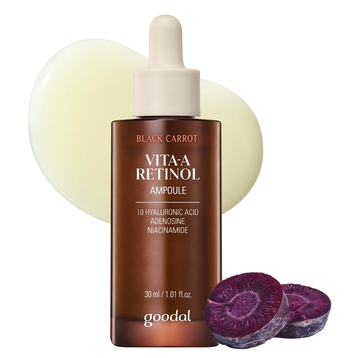 GOODAL Black Carrot VITA-A Retinol Ampoule 30ml, Hydration Facial Serum for Glowy Skin, Lightweight