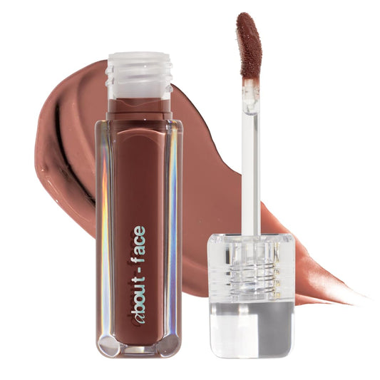 about-face Light Lock Lip Gloss Adore Me – Non-Sticky, High-Shine Lip Oil Gloss with Coconut Oil, Peppermint & Lavender – Vegan, Cruelty-Free, Clean Beauty – 0.21 oz (Chestnut)