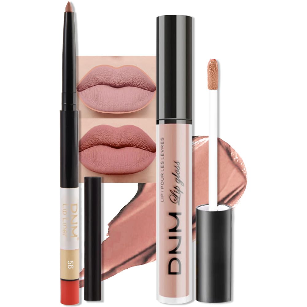 evpct 2Pcs Nude Pink Matte Lip Liner and Lipstick Combo Set for Women, Nude Lip Combo Set Liquid Lips Stick Gloss and Lipliner Stains Set Long Lasting Waterproof, Lips Makeup Pack 24 Hours originale
