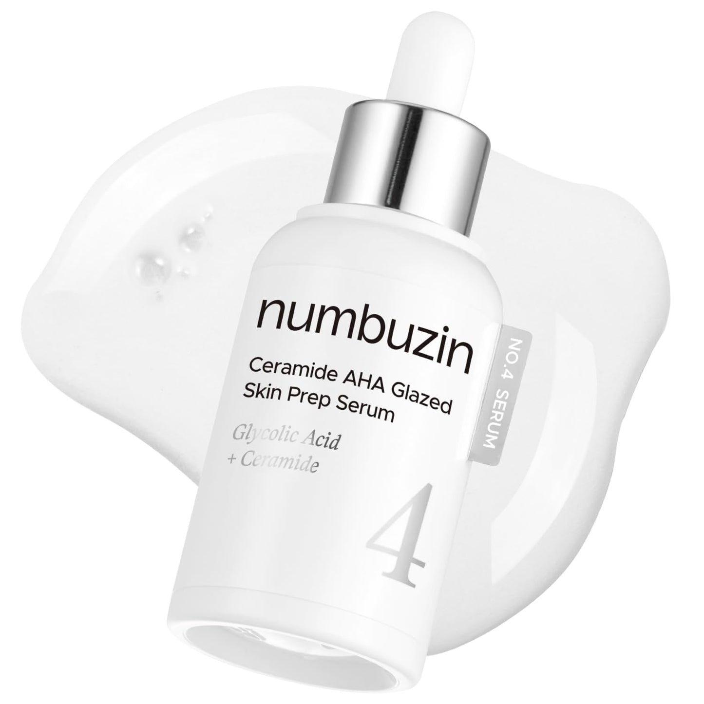 numbuzin No.4 Ceramide AHA PHA Glazed Skin Prep Serum, Gentle Exfoliating Serum with Glycolic Acid