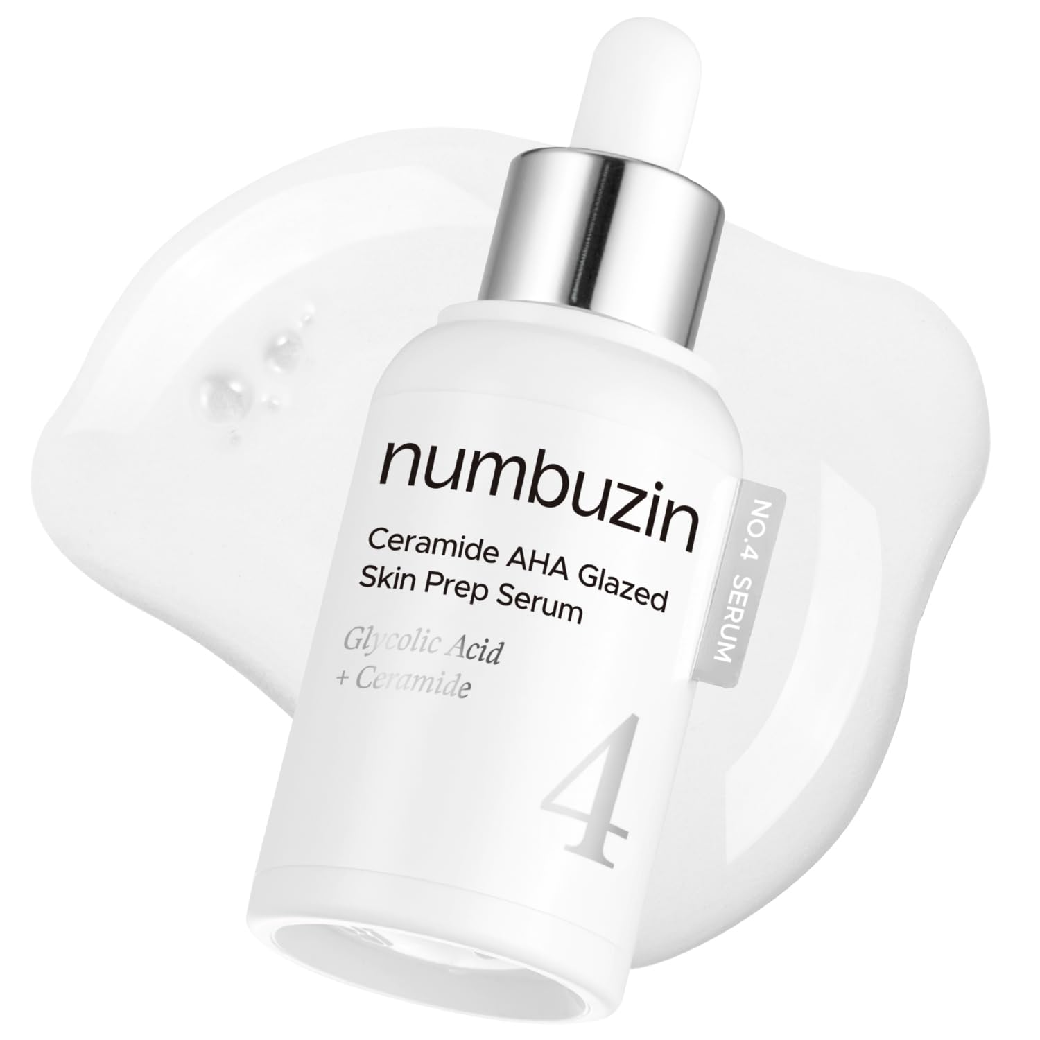 numbuzin No.4 Ceramide AHA PHA Glazed Skin Prep Serum, Gentle Exfoliating Serum with Glycolic Acid