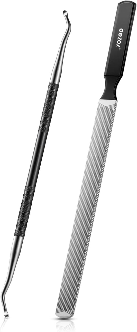 BEZOX Long Metal Nail File, Stainless Steel Fingernail File for Thick and Fungal Nails with