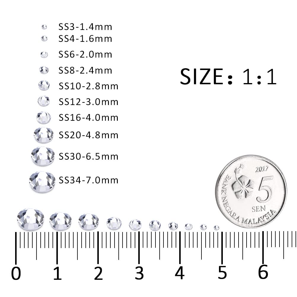 1440Pcs White Crystal Rhinestones,Glass Flatback Rhinestones Small Gemstones for Nail Face Makeup Art Crafts Clothes Decoration -(SS4,1.6mm,White)