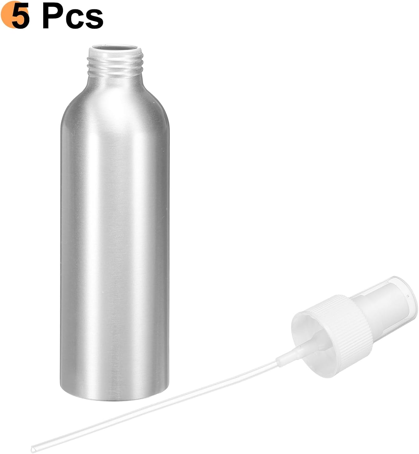 HARFINGTON 5pcs Aluminum Fine Mist Spray Bottles 150ml/5oz Metal Small Liquid Alcohol Refillable Travel Container with White Plastic Nozzle Cap for Perfume Skincare Cosmetic Storage Bottle